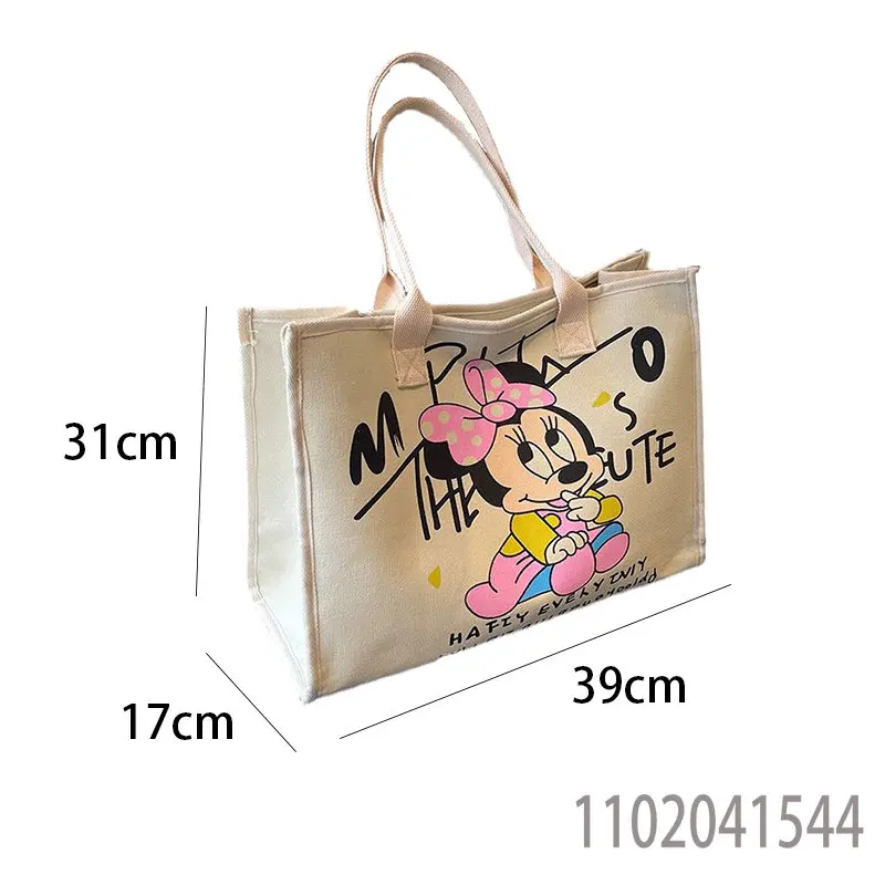 Disney Student Shoulder Bag for Girls Women Luxury Designer Mickey Minnie Handbags Large Capacity Canvas Tote Bag with Zipper