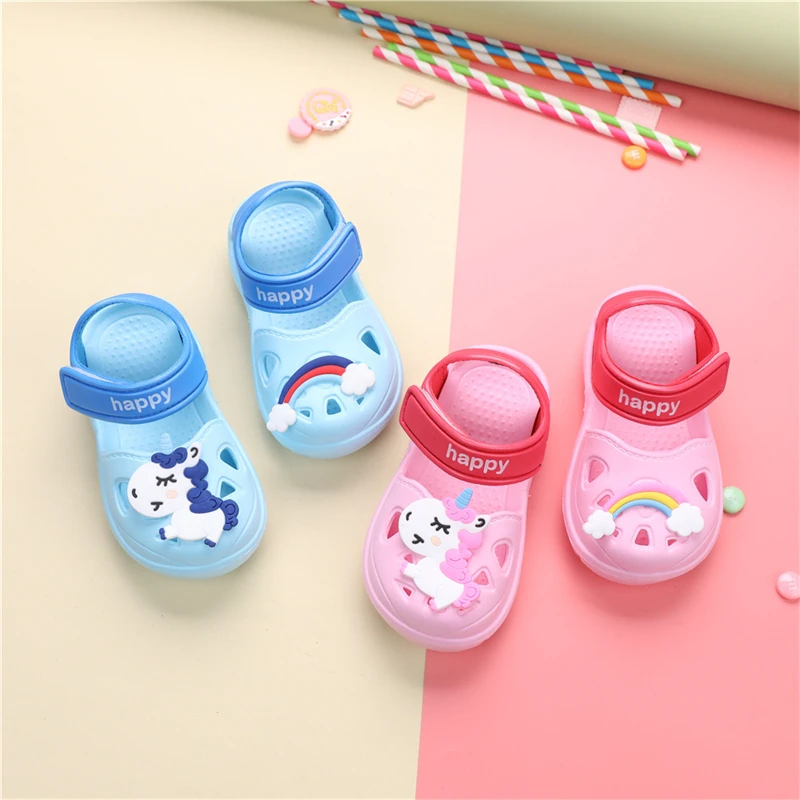

Unicorn Slippers Summer Children's Rainbow Shoes For Kids Toddler Baby Outdoor EVA Cartoon Print Cute Flat Heels Beach Sandals