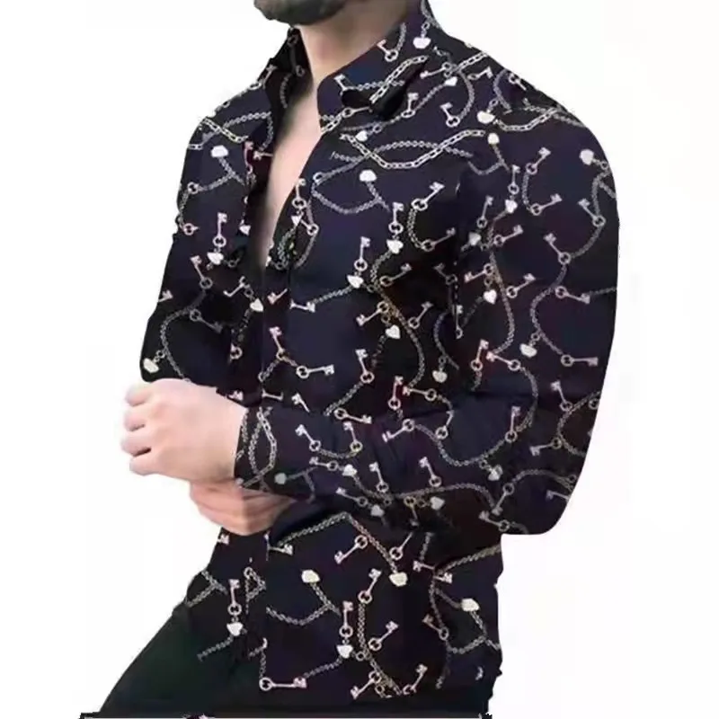 2021 Hot Sale European American Men's Clothing Letter Print Fashion Casual Shirt Single-Breasted Cardigan Long Sleeve Men Shirt