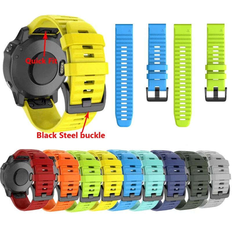 

26mm 22mm Silicone Watch Band Straps For Garmin Fenix 6X 6 Pro 7X 7 3 hr Easyfit Wristband Fenix 5 5X Plus Smartwatch Bracelet