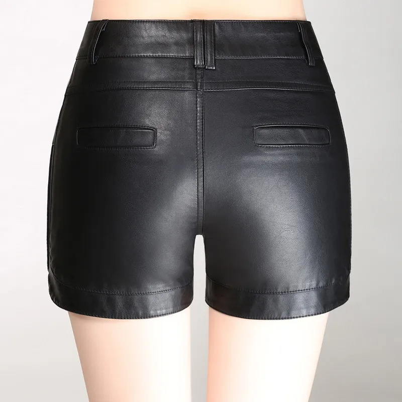 UHYTGF Spring And Autumn Leather Shorts Female Korean Version Loose Wide Leg Pants High Waist PU Leather New Women's Shorts17