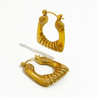 perisbox vintage stainless steel horseshoe shaped hoop earring geometric huggie earrings for women 2022 trend party jewelry