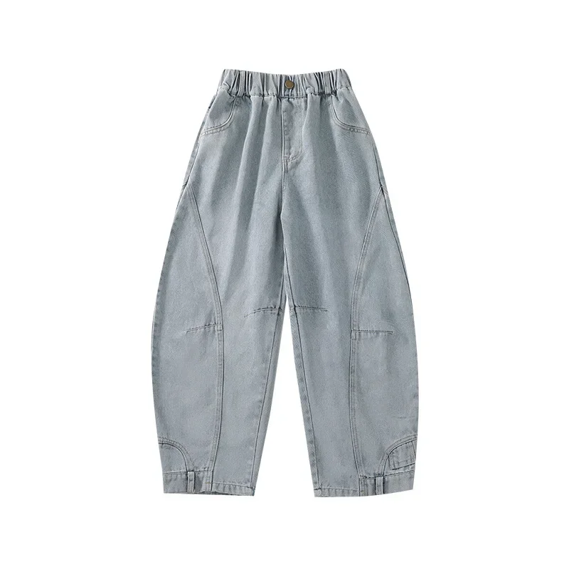 Флисовые джинсовые брюки Wram для девочек осенне-зимние новые детские свободные