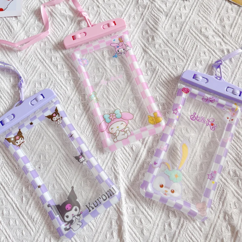 

Sanrios Hellokittys Kuromi My Melody Anime Phone Waterproof Bag Cartoon Cute Swimming Transparent Hanging Neck Diving Phone Case