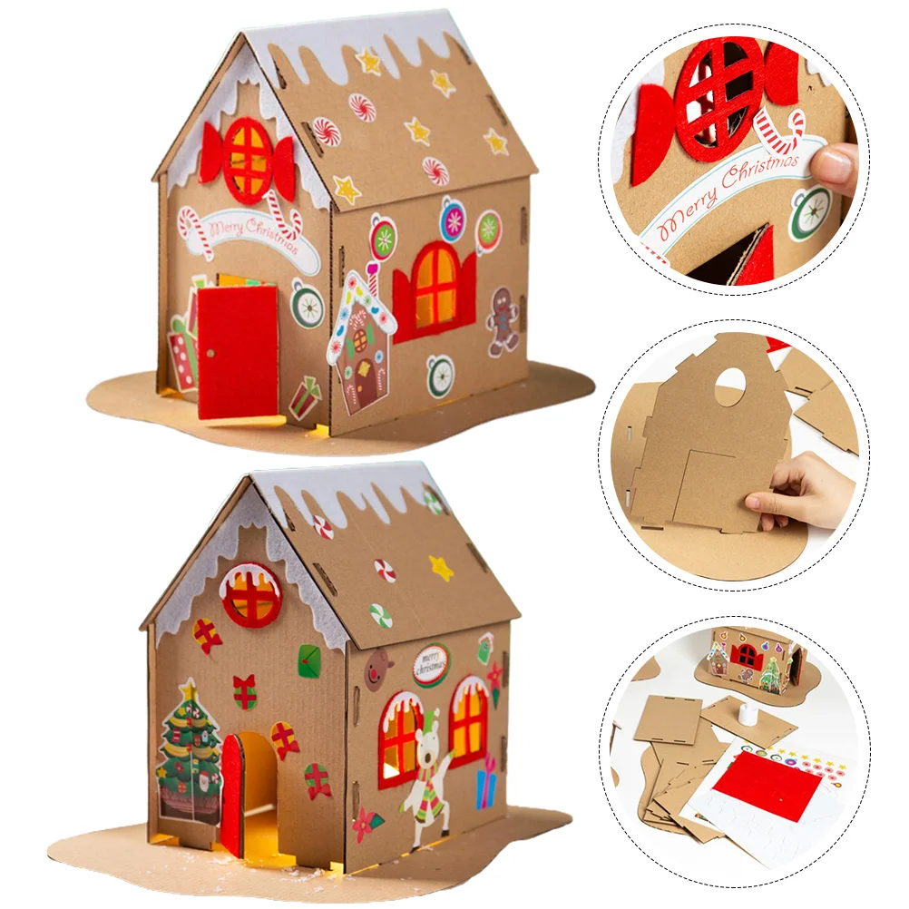 

House Christmas Gingerbread Kitkits Wooden Diy Craft Cardboard Ornaments Decorationsmini Village Miniature Decoration