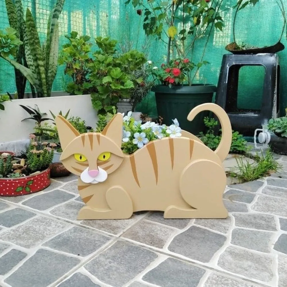 

DIY Assembly Cat Flower Pot Pet Cat Flower Pot PVC Santa Claus Flower Pot Garden Decoration Courtyard Outdoor Balcony Decoration