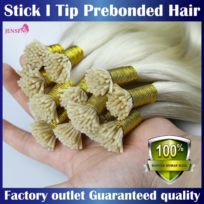 

Jensfn I Tip Human Hair Extension Straight 1g/Strand 100pc/Set Capsule Keratin Natural Fusion Color Thick hair end