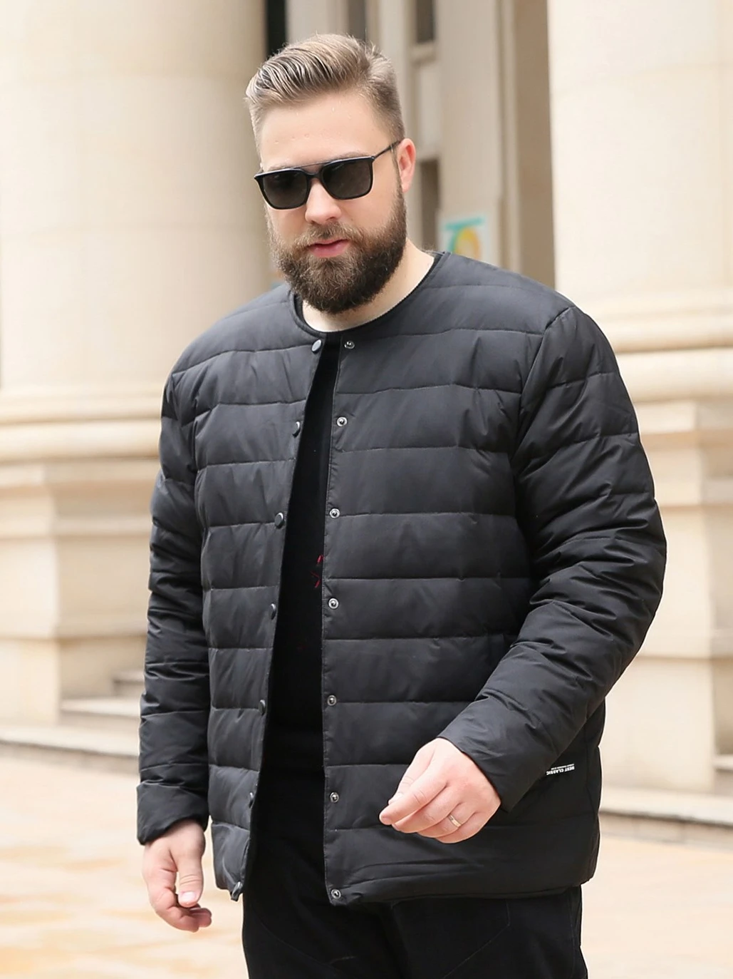 Классический зимний мужской короткий пуховик для среднего и пожилого возраста с