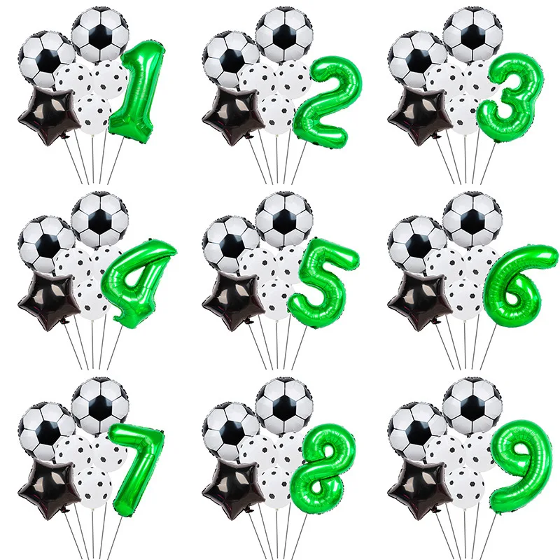 

7pcs Football Balloons Birthday Party Decorations Kids Boy World Cup Digit Number Ball Soccer Helium Foil Globos Party Supplies