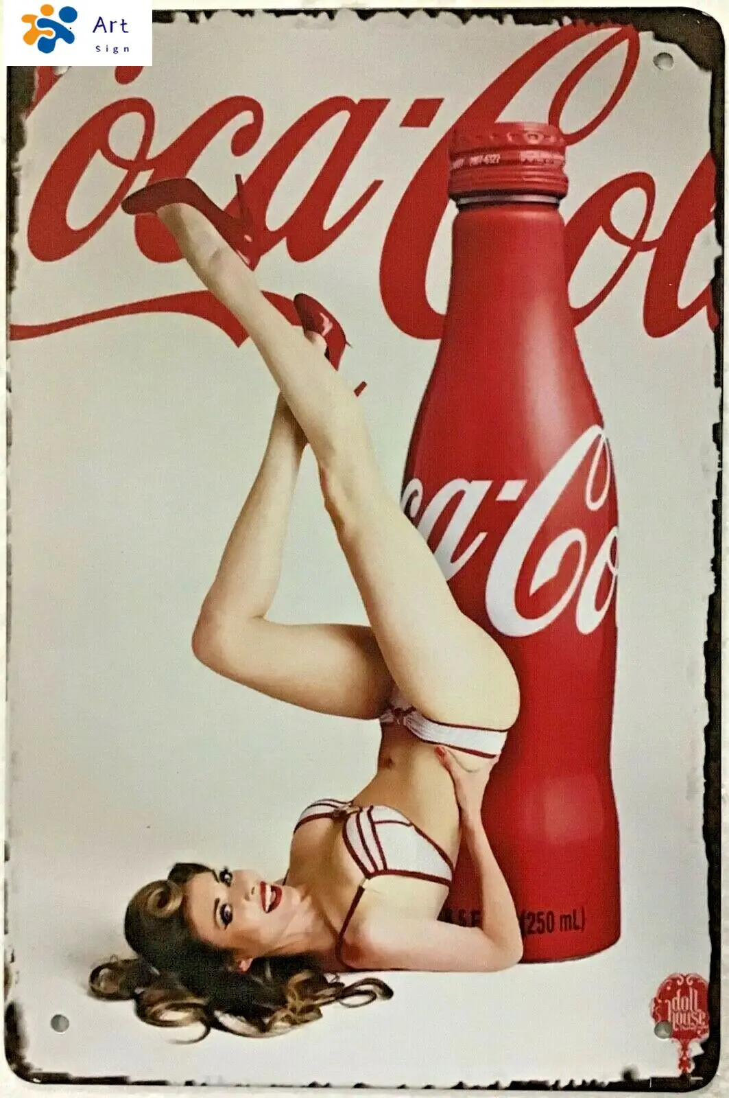 

Cola Coke Bottle Sexy Girl Vintage Metal Signs Tin Signs Poster for Home Bar Pub Club Kitchen Diner Man Cave Wall Decor