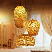 bamboo pendant lamp hand knitted hanging light chinese style weaving hanging lamp garden restaurant home decor lighting fixtures