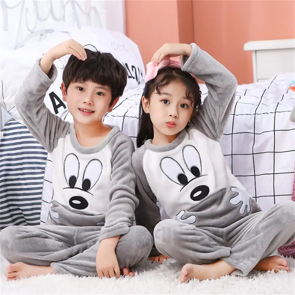 

Children Winter Cartoon Pajamas Flannel Sleepwear Girls Nightwear Coral Fleece Kids Pijamas Homewear Boys Pyjama Teenage Clothes