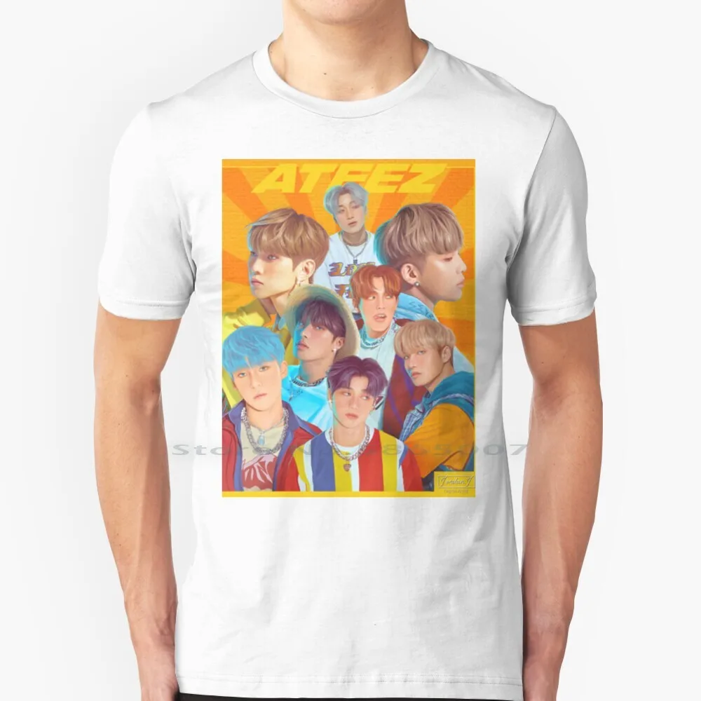 

Ateez [  ]-( Fanart) футболка из 100% хлопка Ateez  Fanart Kpop волна Иллюзия Kq развлечение большой размер 6xl тройник подарок