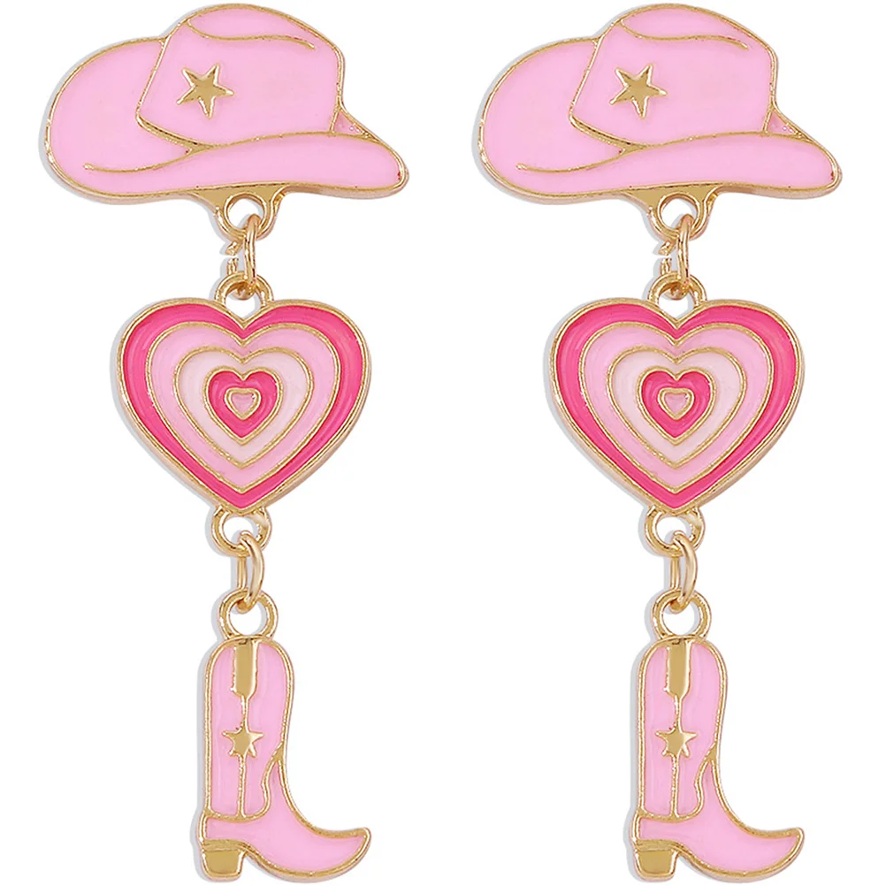 

Women's Hat Cowboy Earrings Funny Accessory Dangler Multi-layer Enamel Jewelry Miss