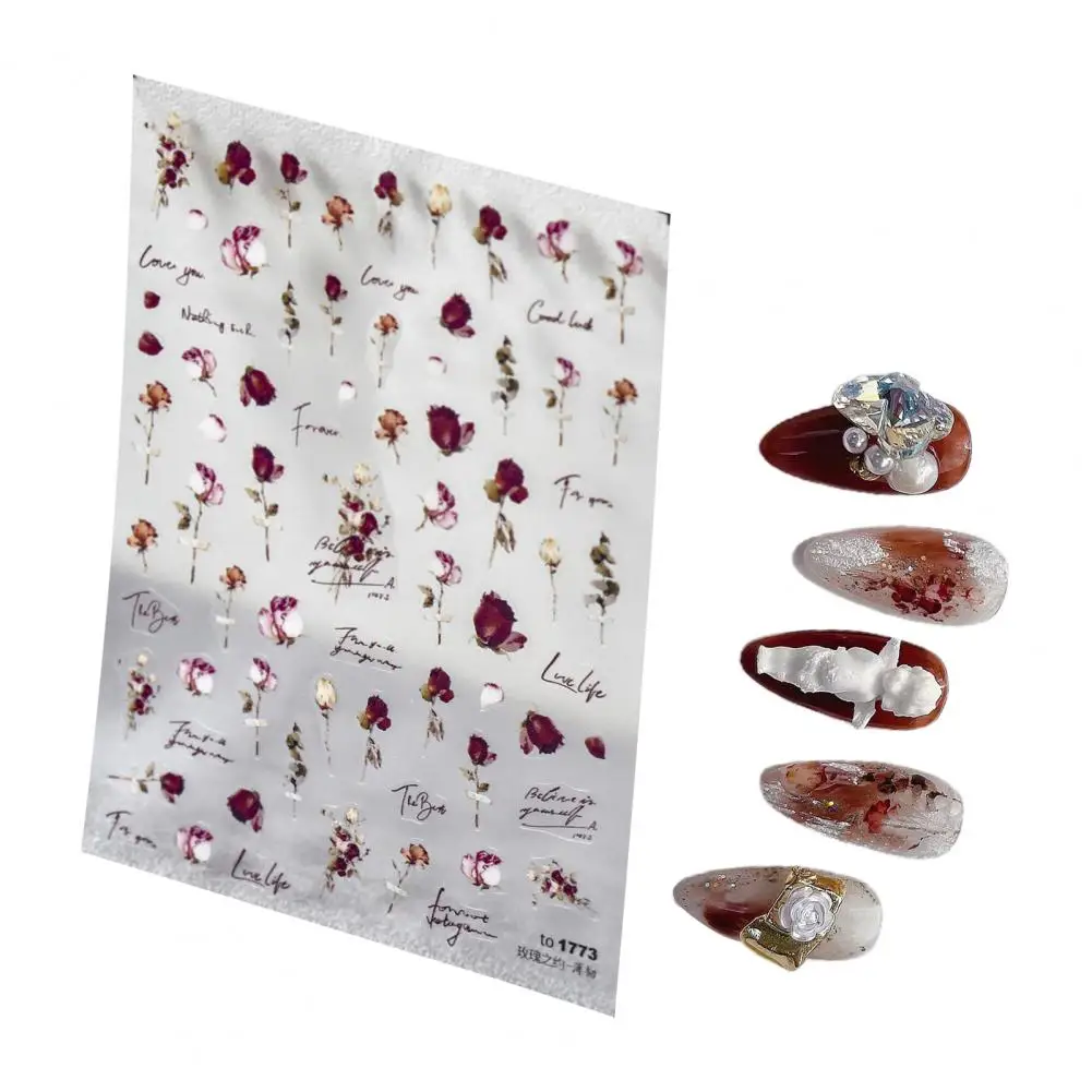 

Stylish 5D Effect Long Lasting Japanese Style Cute Nail Art Rose Sticker Nail Supplies Nail Art Patch Nail Rose Slider