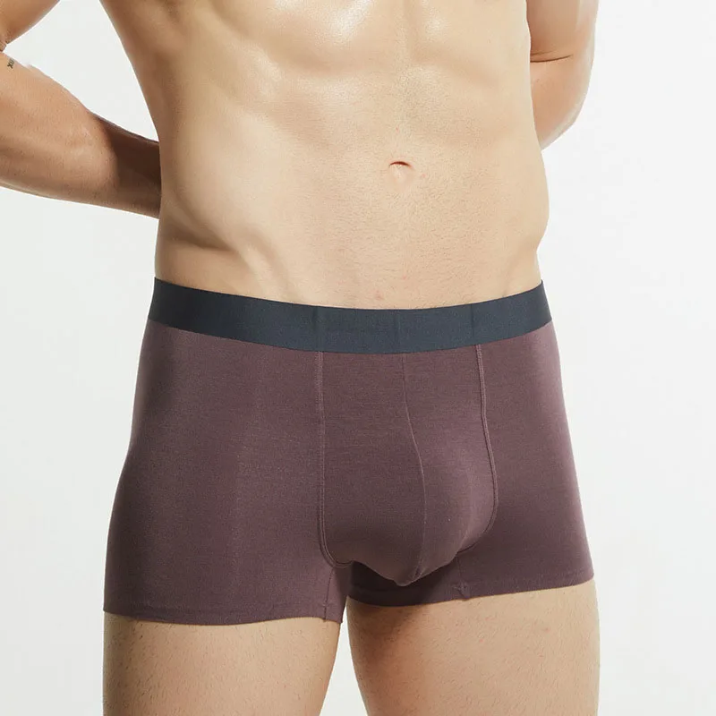 

Male Underwear Men's Modal Boxer Breathable Elastic Seamless Underpants Youth Shorts Men's Solid Color Briefs Mid-waist Bottoms