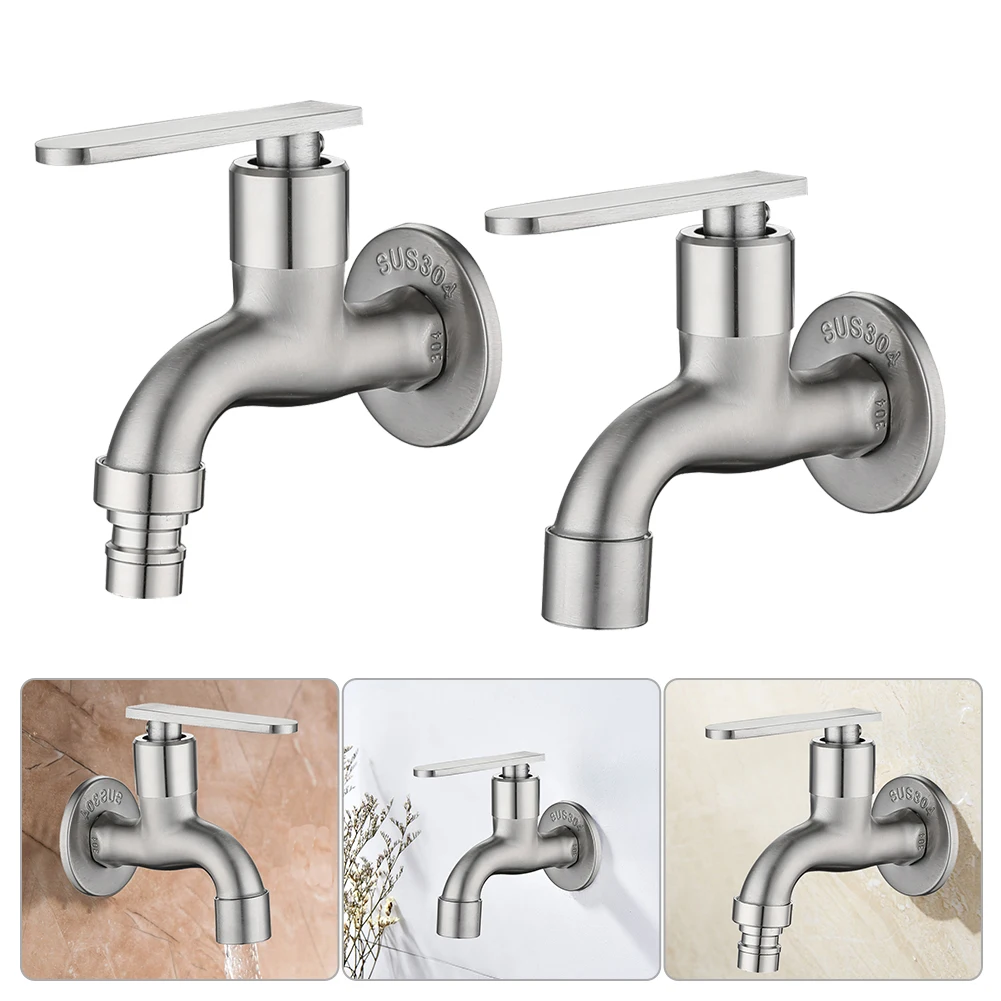

304 Stainless Steel Garden Faucet Wall Mounted Brushed Outdoor Bibcock Garden Wash Basin Mop Lengthen Faucet Torneira parede