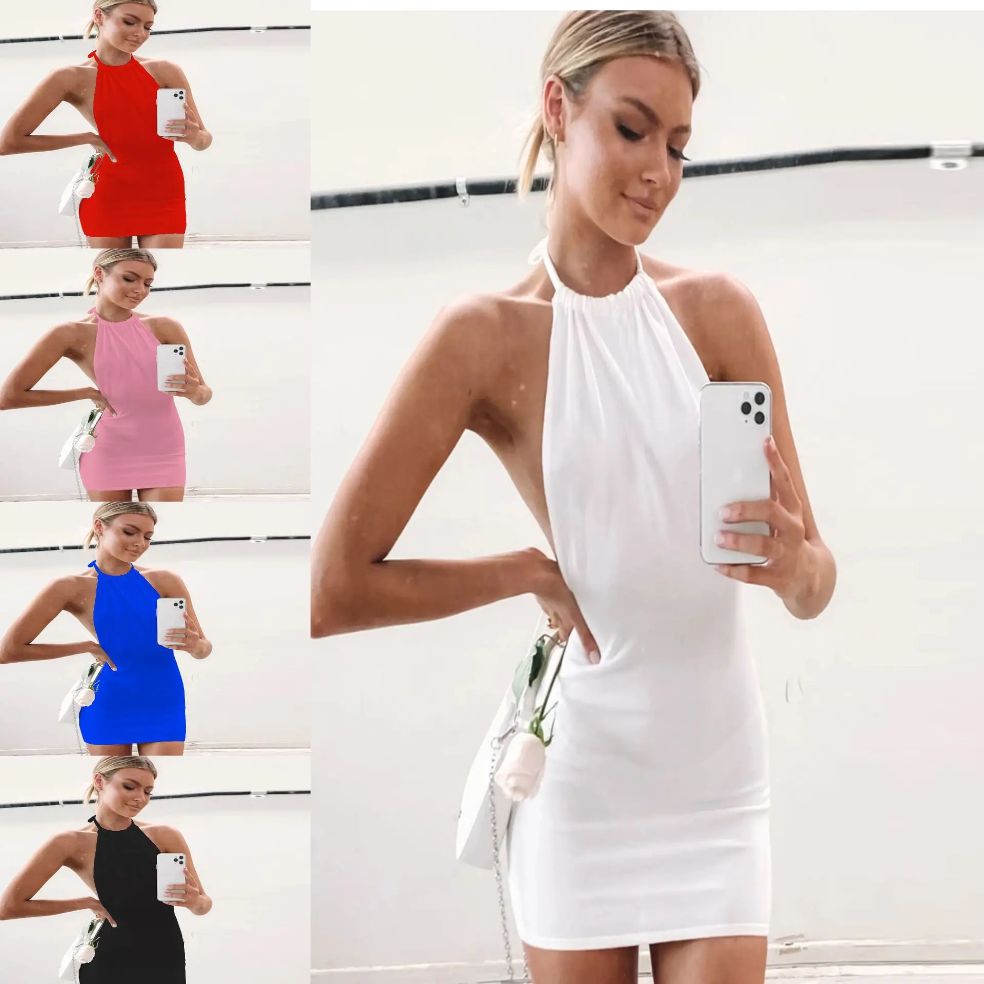 Sexy Dress Women Backless Spaghetti Strap Club Dresses Short Summer Mini Sleeveless Vestidos  De Mujer