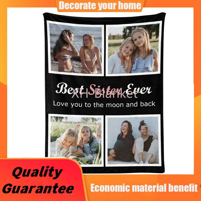 

Gift for Sister Customized Blanket with Photo Personalized Blankets with Picture Custom Memories Souvenir Throw Blanket