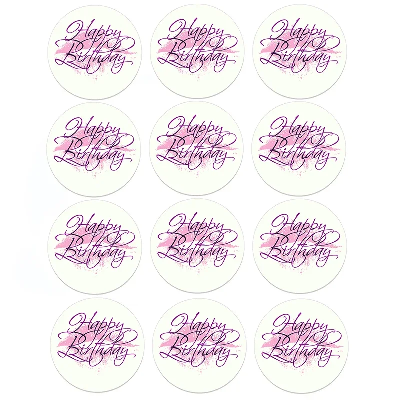 

Набор круглых наклеек Happy Birthday WDINPATY 24/48 шт.
