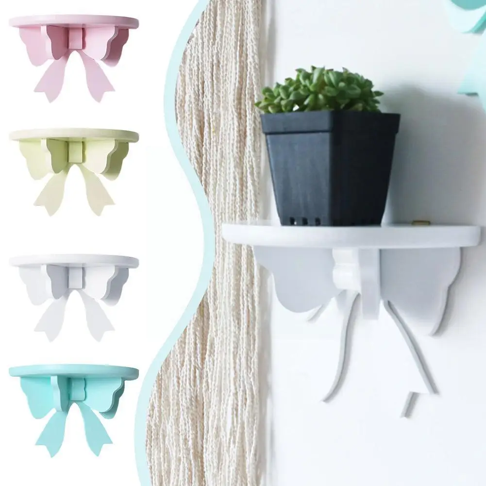 

Настенный стеллаж для хранения с милым бантом, 4 цвета, демонстрация игрушек, декоративные полки для косметики, девичьи стеллажи для хранения, рамка, декор комнаты N4R5