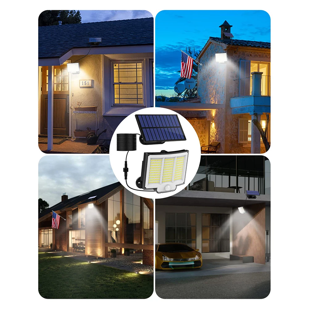 

Настенная декоративная лампа, водонепроницаемый уличный светильник на солнечной батарее, сенсорный выключатель, легкая установка, регулируется для дома и сада, 210 светодиодов