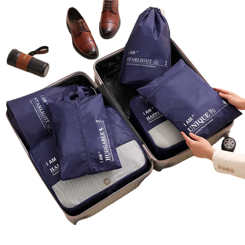 Men Travel Bags Set Portable Packing Cubes Storage bag Clothing Sorting Organizer Pouch Women Luggage Accessory Product Suitcase