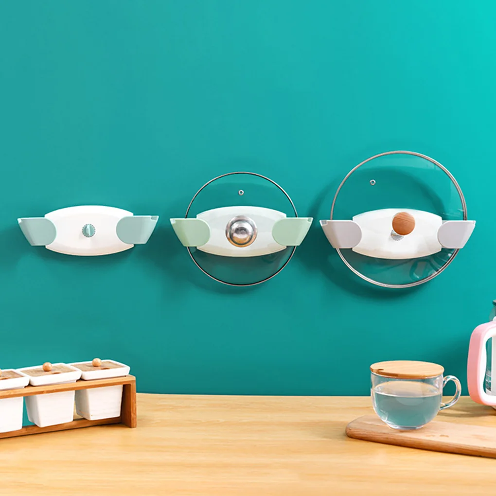 

Pot Lid Holder Self Adhesive Pan Pot Cover Rack Adjustable Wall-Mounted Storage Organizer, Green