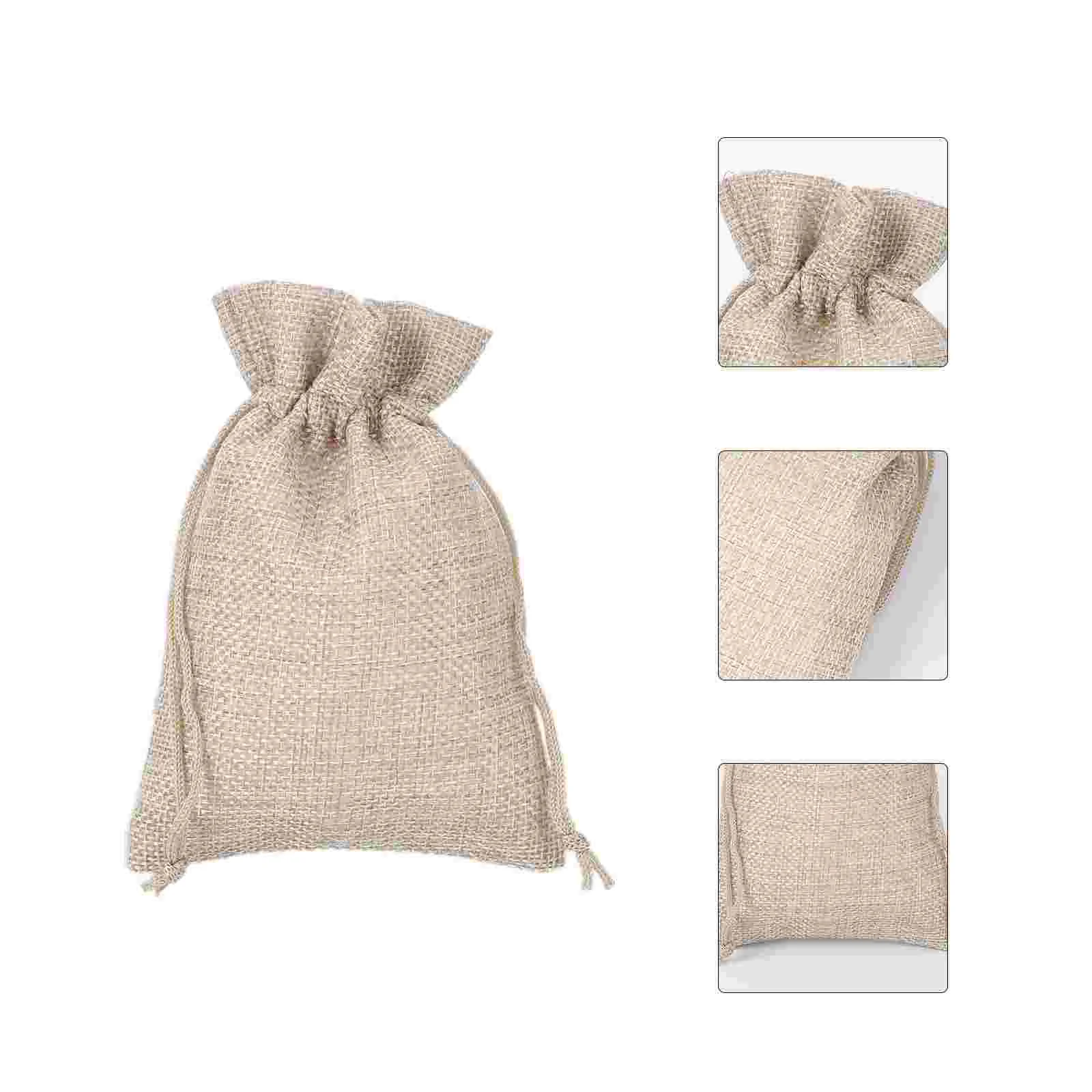 

50 Burlap Bags Sacks With Drawstrings Gift Bags Pouches for DIY Craft Candy Christmas Wedding Favor (Flaxen）
