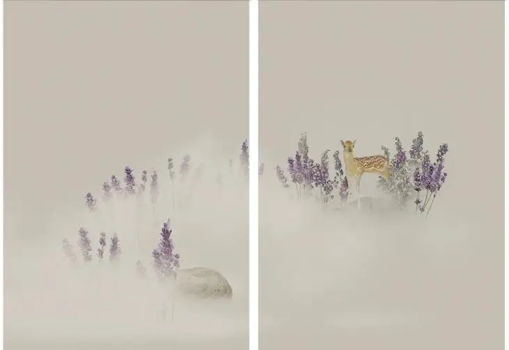 

AS3085 Chinese Style Flower Deer Print Art Canvas Poster For Living Room Decor Home Wall Picture