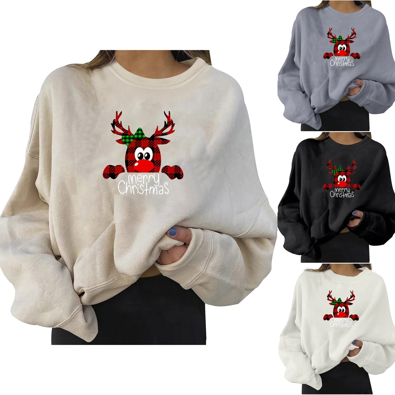 

Women Christmas Graphic Sweatshirt Casual Round Neck Pullover Loose Shirt Lightweight Tops Women