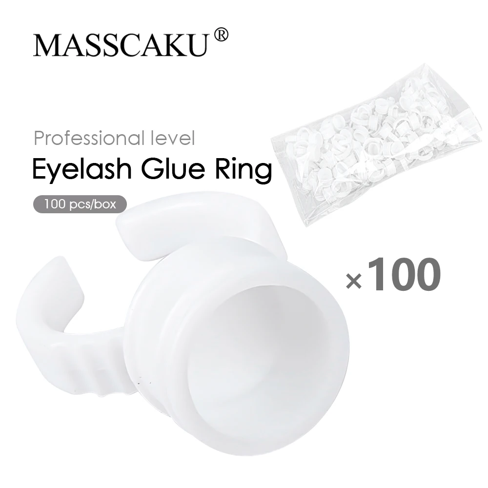 

MASSCAKU 100Pcs Disposable Eyelashes Glue Rings Microblading Pigment Holder Makeup Beauty Tools Supplier Wholesale