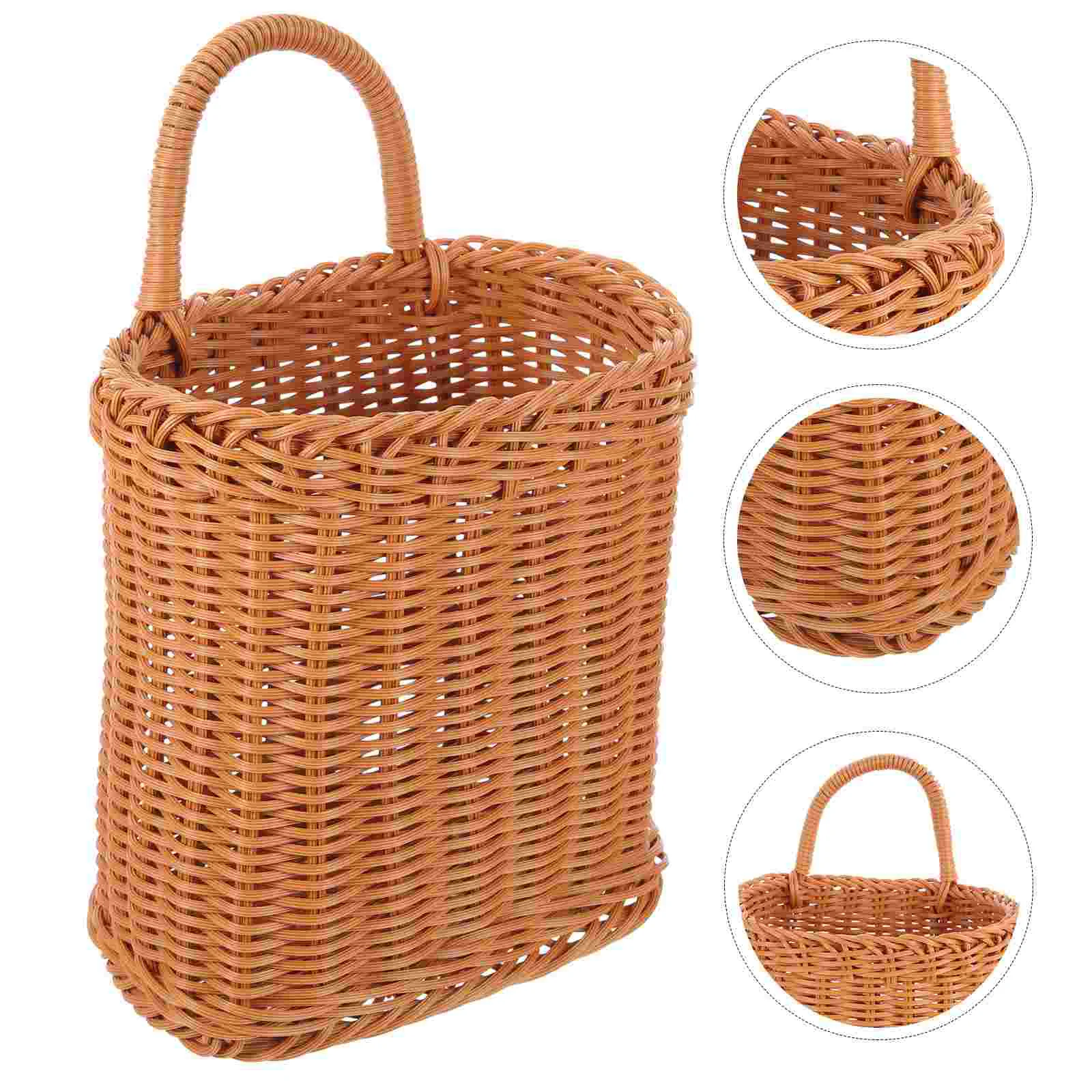 

Woven Baskets Hanging Wall Kitchen Decorative Planter Outdoor Flower Wicker Storage