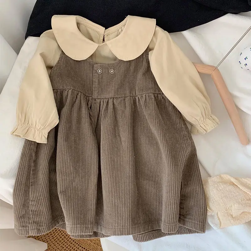 

Baby Girl Dress Spring Autumn Children Clothes 2pcs Sets Korean Kids Vest Princess Dress 1-6Years Girls Casual Loose Dress Suit