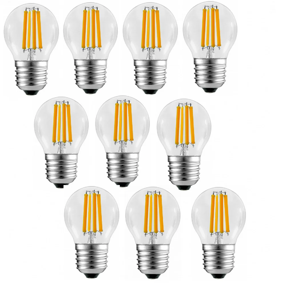 

10Pcs G45 LED Bulbs 4W 8W 12W E27 E14 Clear LED Lamp 220V Warm/Cold White Filament Edison Globe ball light Energy saving bulb