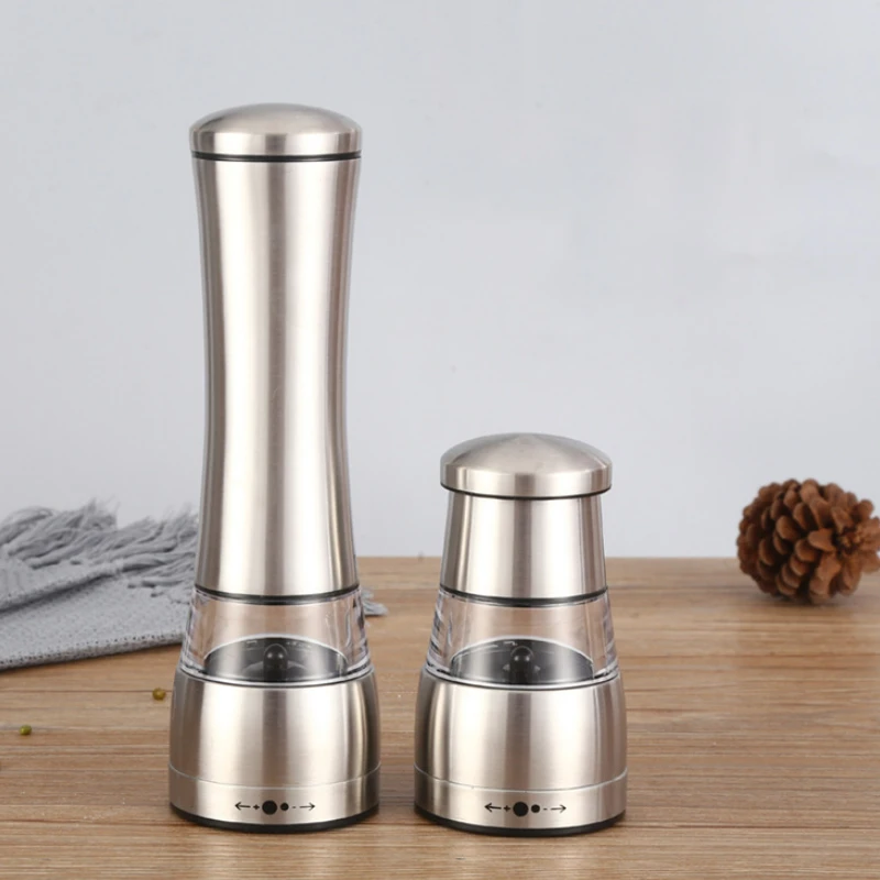 

2pcs/set Salt and Pepper Grinder Stainless Steel Spice Pepper Grinder Mill Salt and Pepper Grinder Set Grain Mill Kitchen Tools