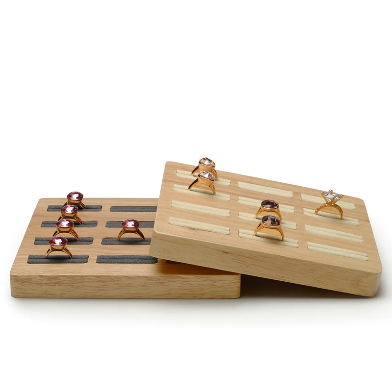 Oirlv New Wooden 12 Grid Ring Display Board 15*15*1.8CM Multi-Directional Jewelry Counter Display Stand Storage Jewelry Props