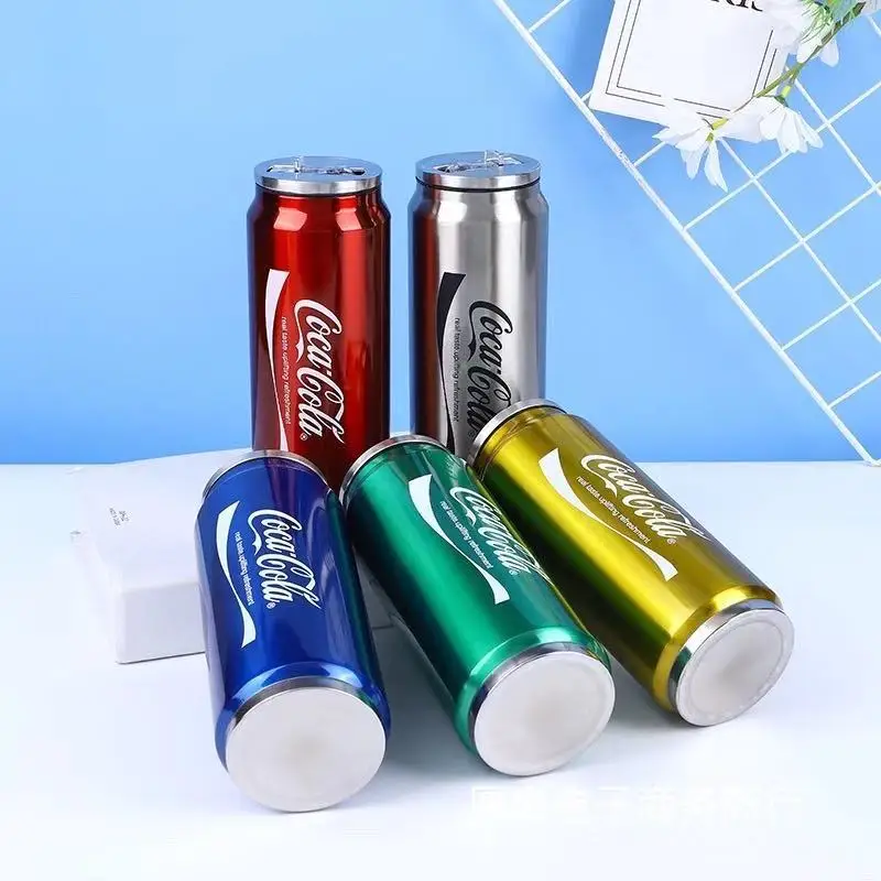 

Stainless Steel Thermos Bottle New Creative Cola Pattern Water Bottle Portable Travel Car Coffee Insulated Cup Student Straw Mug