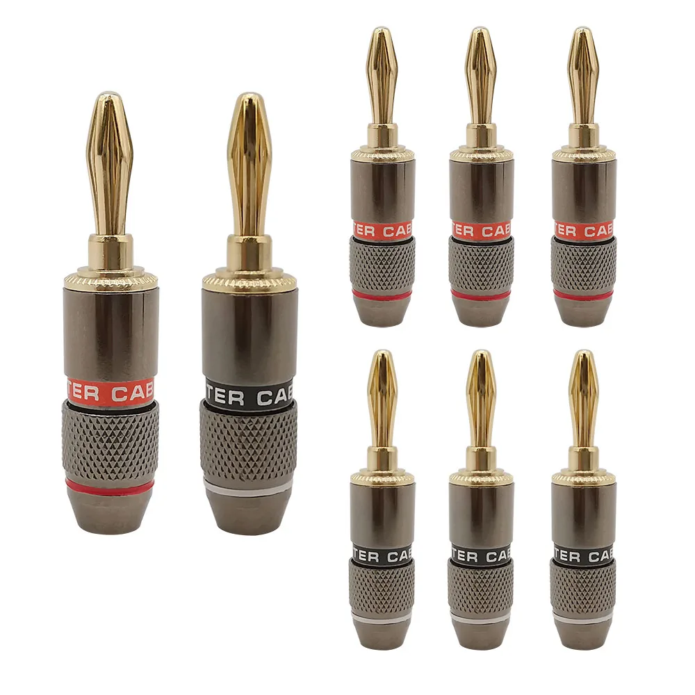 

8Pcs Gold Plated 4mm Banana Plug Screw Audio Speaker Plugs Terminals Connector Adapter