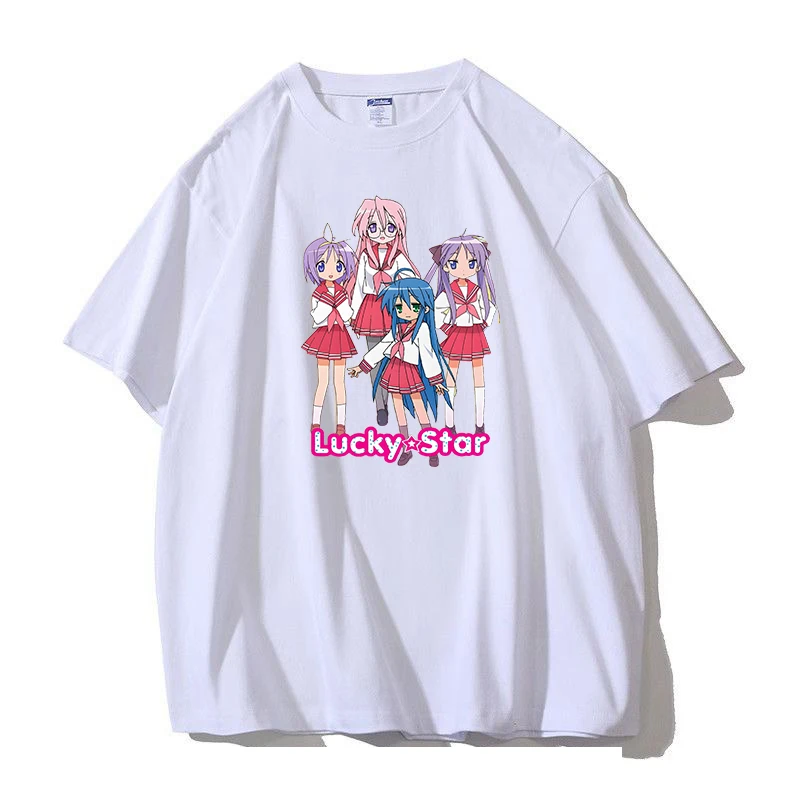 Anime Lucky Star Konata T Shirt Cartoon Men/women Aesthetic Vintage Car Tshirt Unisex Manga Print Oversize Tops Cotton Tee