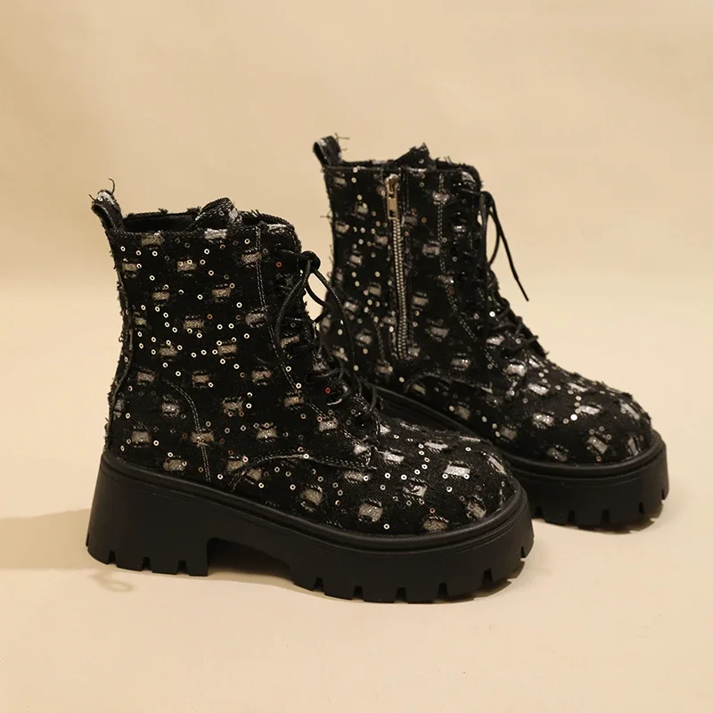 Женские ботинки большого размера осень/зима 2023 новые ботильоны с пряжкой