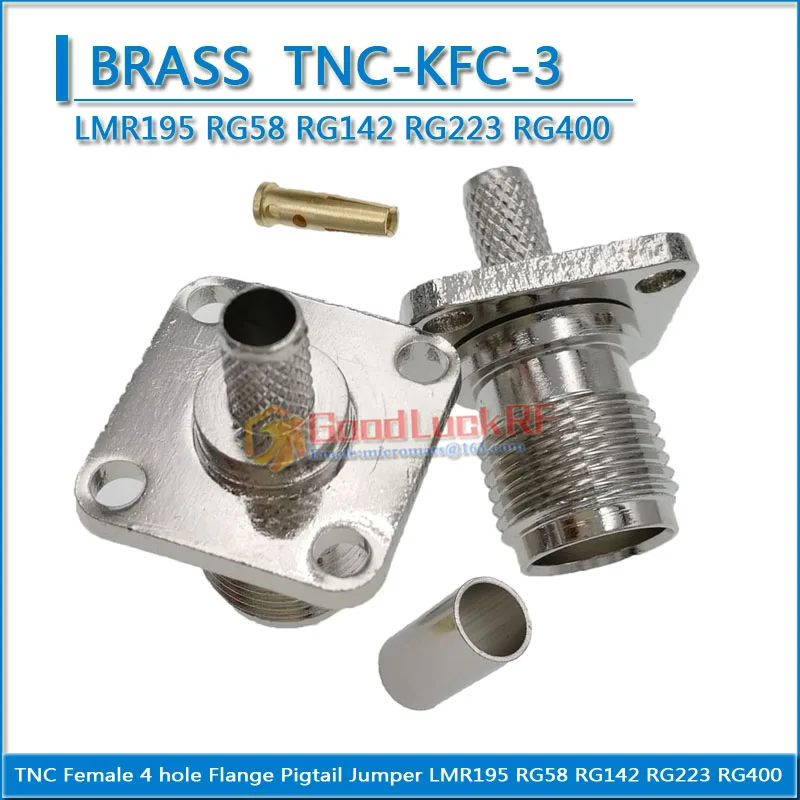 

1X Pcs TNC Female 4 hole Flange Crimp for LMR195 RG58 RG142 RG223 RG400 Cable RF Connector Socket