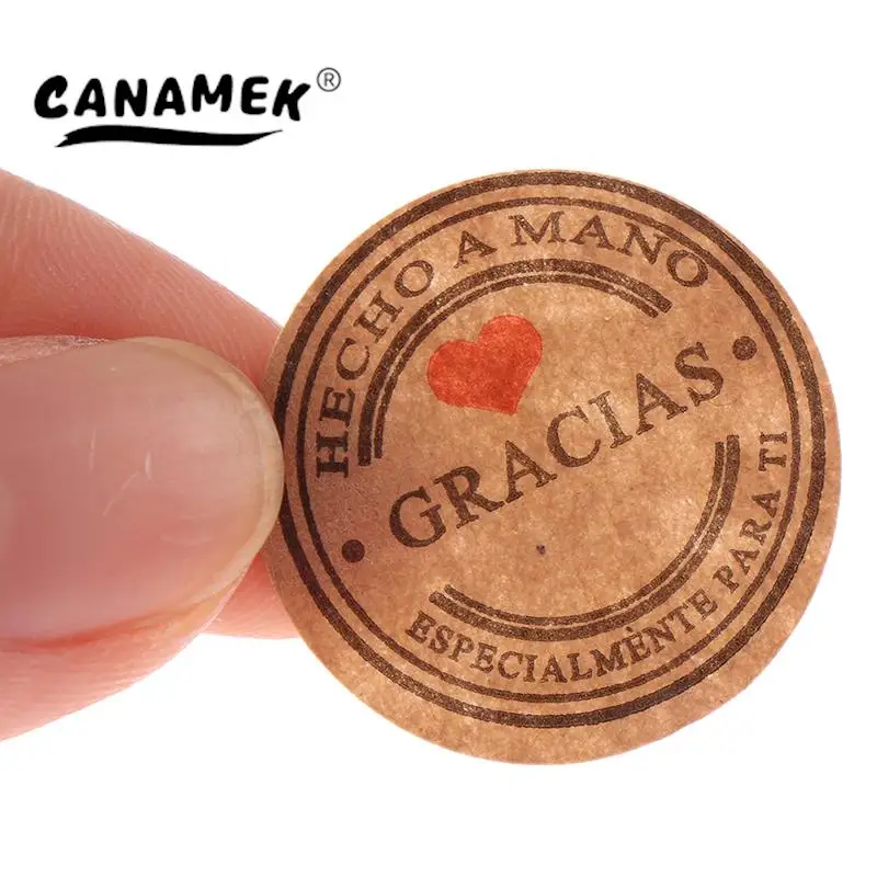 

500PCS/lot Kraft Gracias Spanish Thank You Labels Stickers Handmade Package Envelope Seal Label Scrapbooking Stationery Sticker