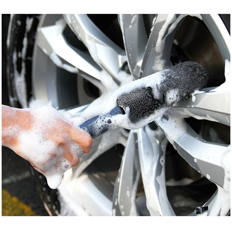 

1pc Car Upgraded Version Lengthened Car Maintenance Rim Cleaning Brush Car Wash Beauty Microfiber Wheel Rim Detailing Brush