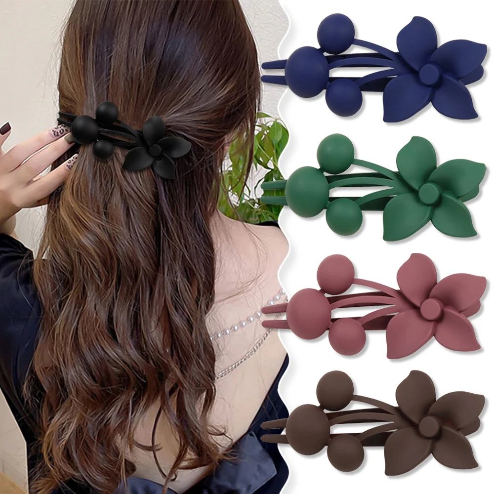 

Vintage Frosted Flower Hair Clip Duckbill Hair Claws Barrette Acrylic Hairpin Ponytail Headwear Hairgrip Girls Hair Accessories
