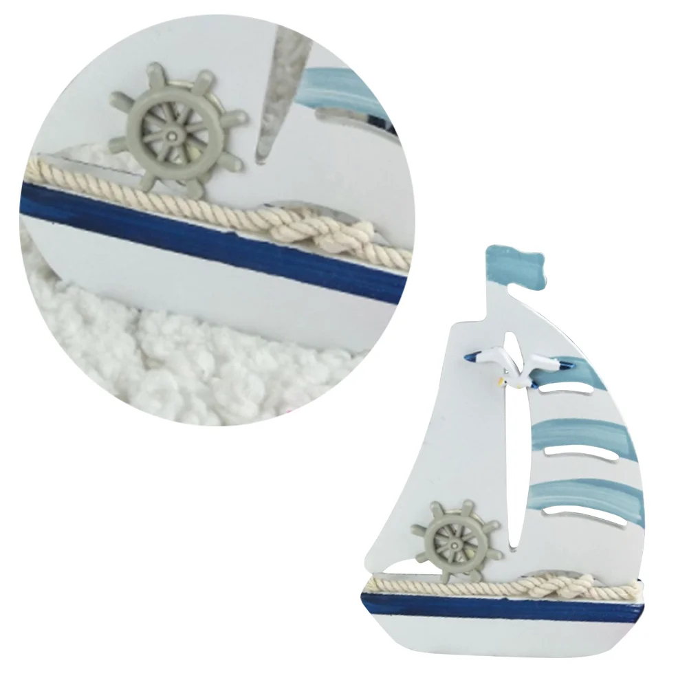 

Decor Nautical Decoration Mini Beach Boat Sailboat Ornament Home Bathroom Wooden Sailing Figurine Model Gifts Seaside Theme