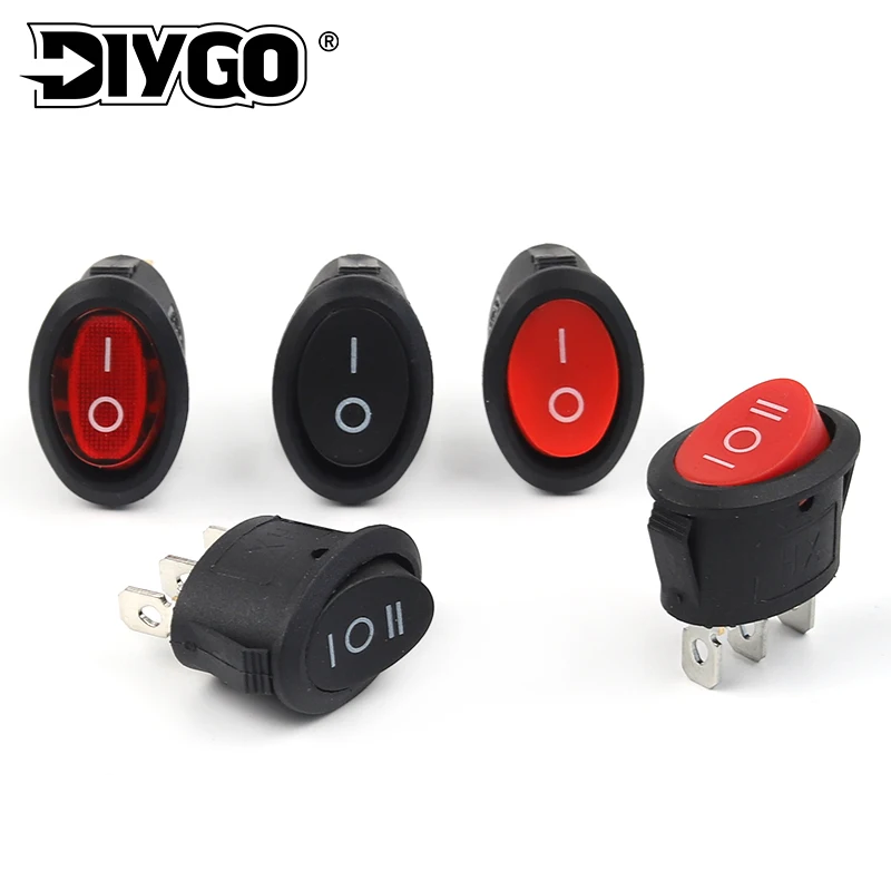 

5pcs Push Button Switch 25mmX16.5mm Oval Boat Rocker Switch 2/3 Pin 2/3 Position SPST 6A/250V Car Power Switch With Light DIY GO