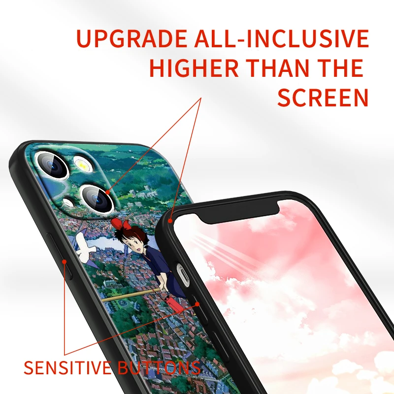Аниме служба доставки Kiki для Apple iPhone 13 12 11 Pro Max mini XS XR X 7 8 6S 5S SE 2020 мягкий черный