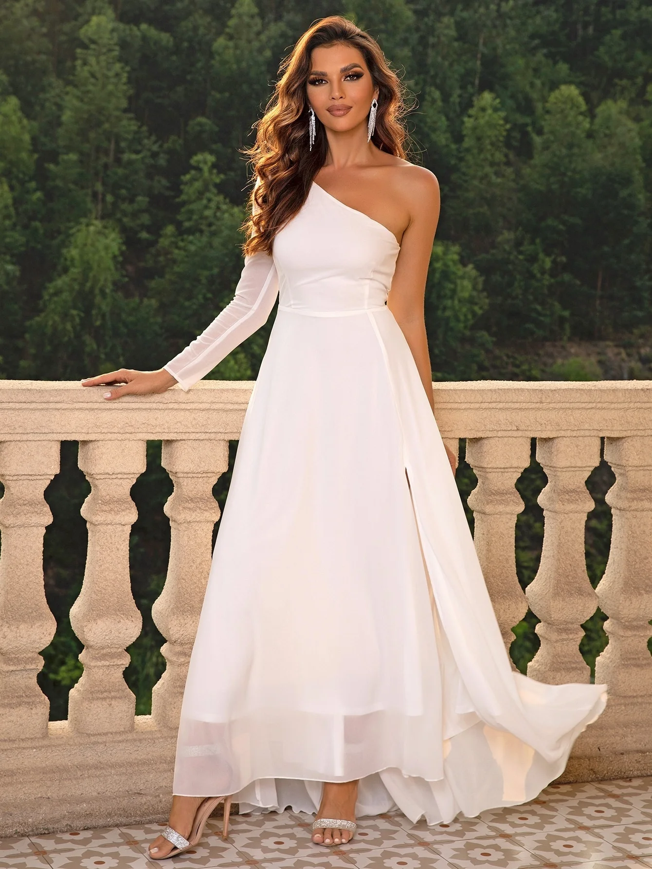 JustChicc One Shoulder Split Thigh Dress
