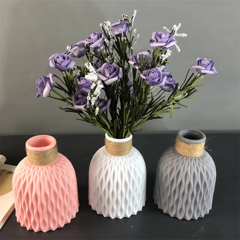 

Modern Flower Vase Imitation Ceramic Flower Pot Decoration Home Plastic Vase Flower Arrangement Nordic Style Home Decoration